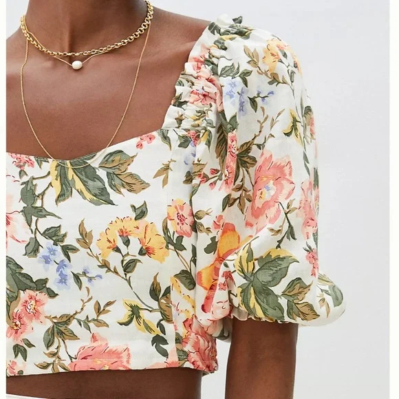Anthropologie + Faithfull The Brand Pietra May Linen Crop Top - Picture 3 of 6